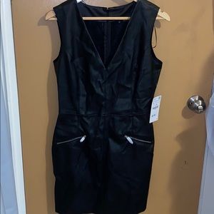 ZARA v neck leather dress